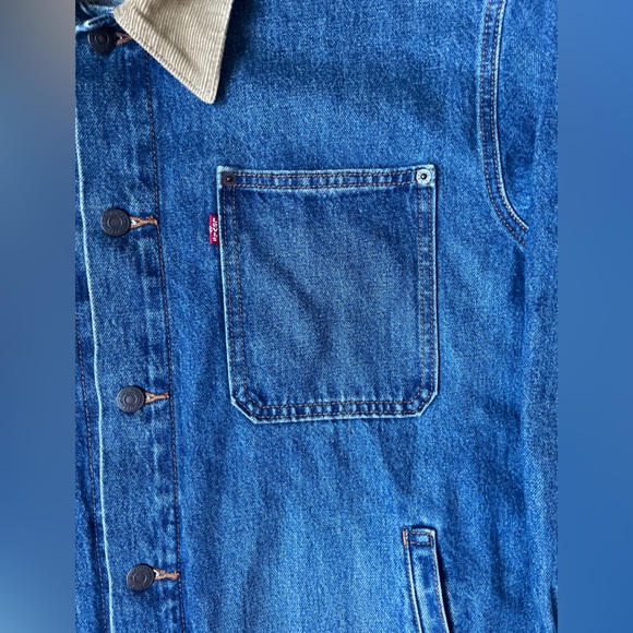 Levi's Denim Jacket with Beige Corduroy Collar Men Size XXL - Picture 6 of 10